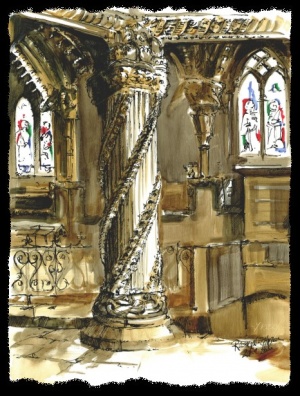 Skizzen, die direkt in Rosslyn Chapel entstanden, von Br Jens Rusch