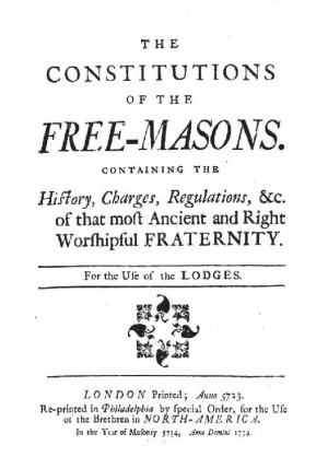 Constituions Franklin 1734 Titelbild.jpg